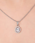 Single Halo Oval CZ Necklace - KORE JEWELS 