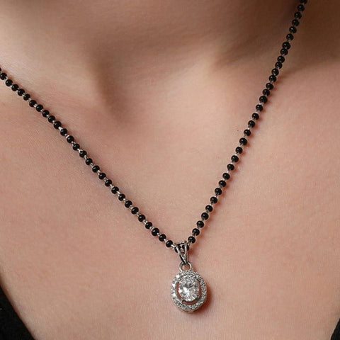Single Halo Oval Mangalsutra - KORE JEWELS 