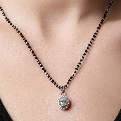 Single Halo Oval Mangalsutra - KORE JEWELS 