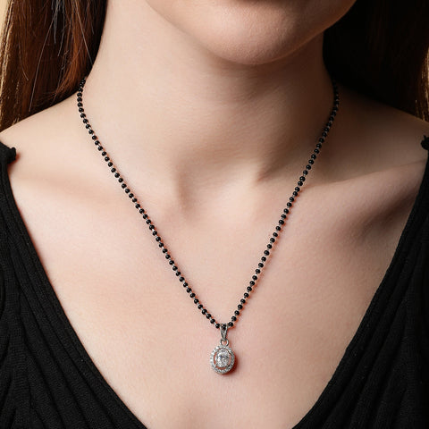 Single Halo Oval Mangalsutra - KORE JEWELS 