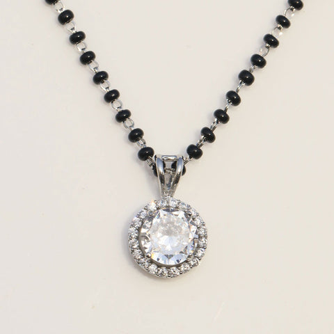 Single Halo Round Mangalsutra - KORE JEWELS 