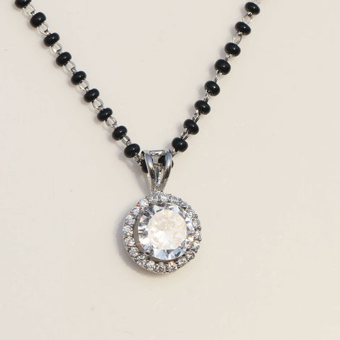 Single Halo Round Mangalsutra - KORE JEWELS 