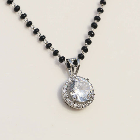 Single Halo Round Mangalsutra - KORE JEWELS 