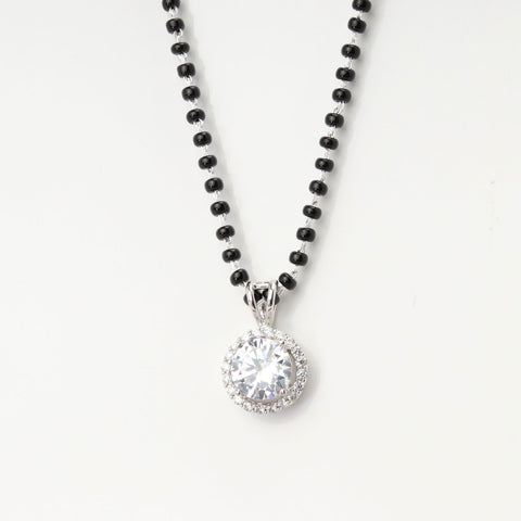 Single Halo Round Mangalsutra - KORE JEWELS 