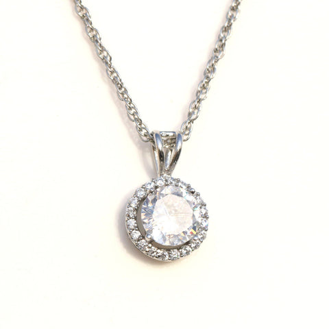 Single Halo Round Necklace - KORE JEWELS 