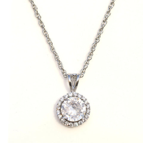 Single Halo Round Necklace - KORE JEWELS 