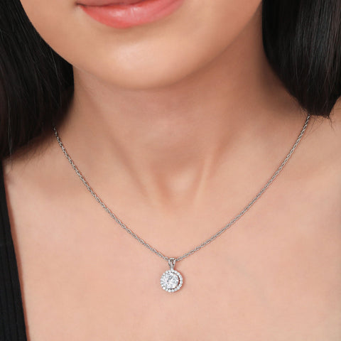 Single Halo Round Necklace - KORE JEWELS 