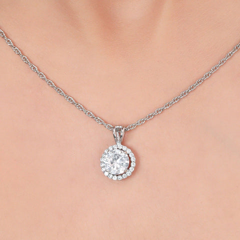 Single Halo Round Necklace - KORE JEWELS 