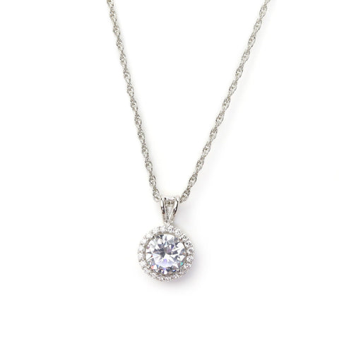 Single Halo Round Necklace - KORE JEWELS 