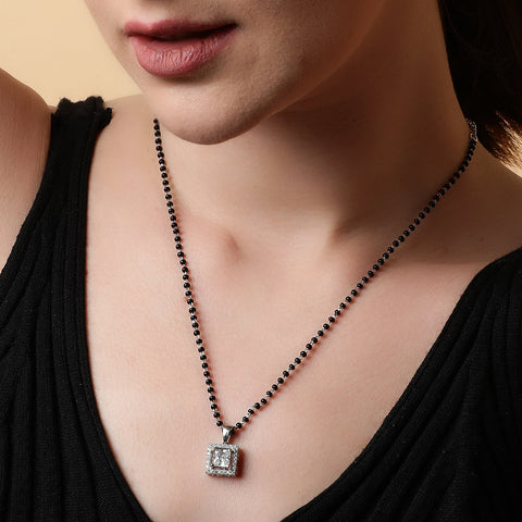 Single Halo Square Mangalsutra - KORE JEWELS 