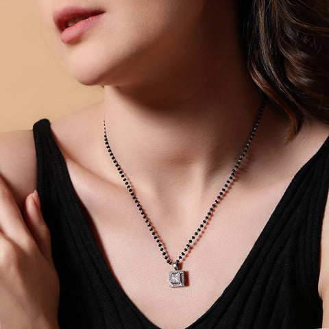 Single Halo Square Mangalsutra - KORE JEWELS 