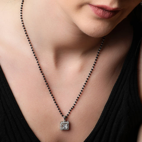 Single Halo Square Mangalsutra - KORE JEWELS 