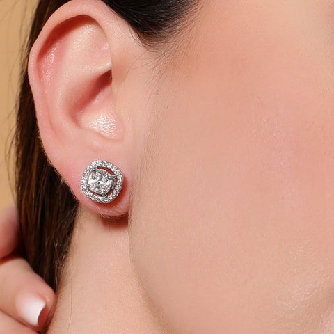 Single Halo Squircle Earings - KORE JEWELS 