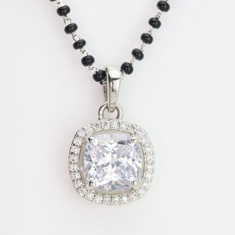 Single Halo Squircle Mangalsutra. - KORE JEWELS 