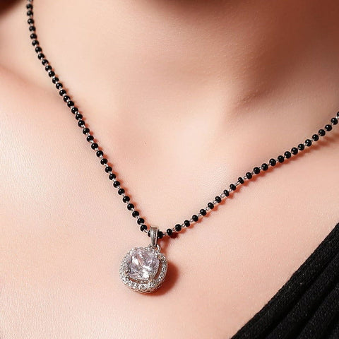 Single Halo Squircle Mangalsutra. - KORE JEWELS 