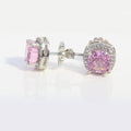 Single Halo Squircle Pink Zirconia Earings - KORE JEWELS 