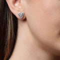 Single Halo Triangle Earings. - KORE JEWELS 