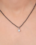 Tiny Round Solitaire Earrings & Mangalsutra Set. - KORE JEWELS 