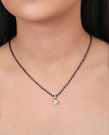 Tiny Round Solitaire Zirconia Mangalsutra. - KORE JEWELS 