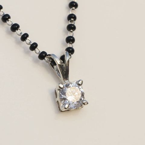 Tiny Square Solitaire Mangalsutra. - KORE JEWELS 