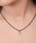 Tiny Square Solitaire Mangalsutra. - KORE JEWELS 