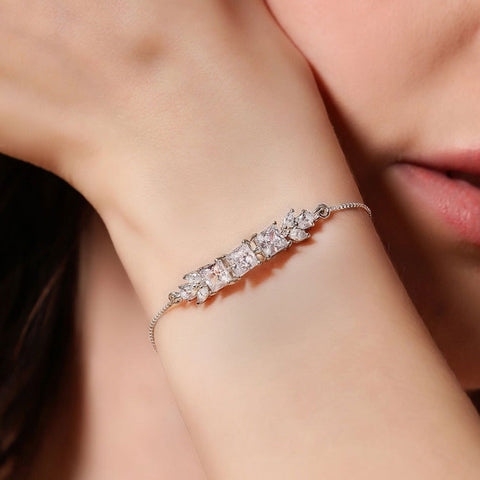 Triple Square with Leaf Bracelet - KORE JEWELS 