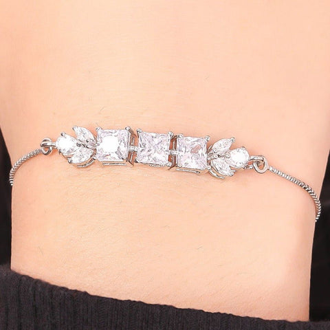 Triple Square with Leaf Bracelet - KORE JEWELS 