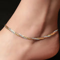 Triple Tone Braided Anklet - KORE JEWELS 