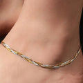 Triple Tone Braided Fish Scale Anklet - KORE JEWELS 