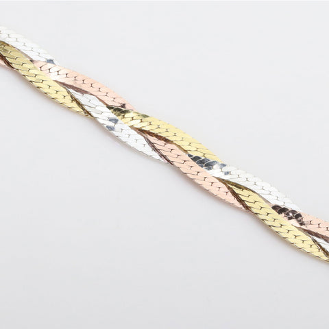Triple Tone Braided Fish Scale Anklet - KORE JEWELS 