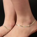 Triple Tone Braided Fish Scale Anklet - KORE JEWELS 