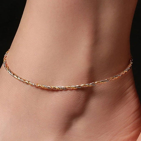 Triple Tone Entwined Anklet - KORE JEWELS 