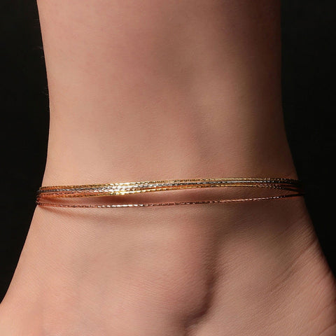 Triple Tone Layered Anklet - KORE JEWELS 