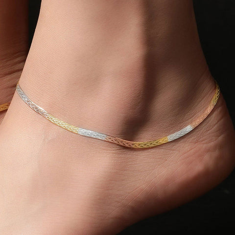 Triple Tone Mystical Anklet - KORE JEWELS 
