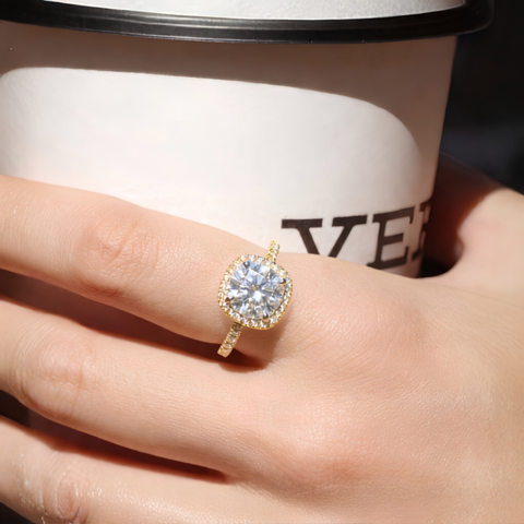 Alluring Squircle Solitaire Gold Ring.