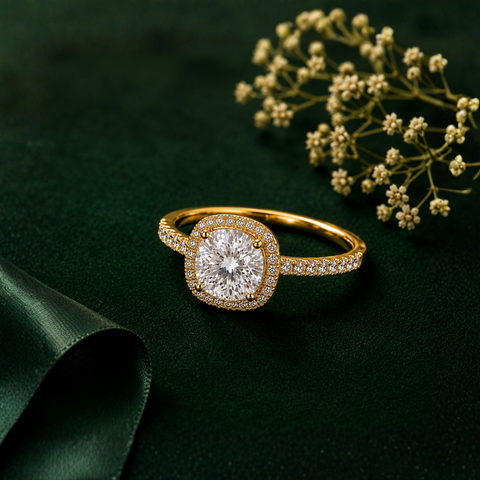Alluring Squircle Solitaire Gold Ring.