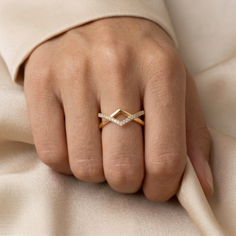 Golden Timeless Beauty CZ Ring.