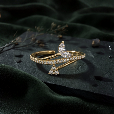 Tantalizing Leafy Love CZ Ring.