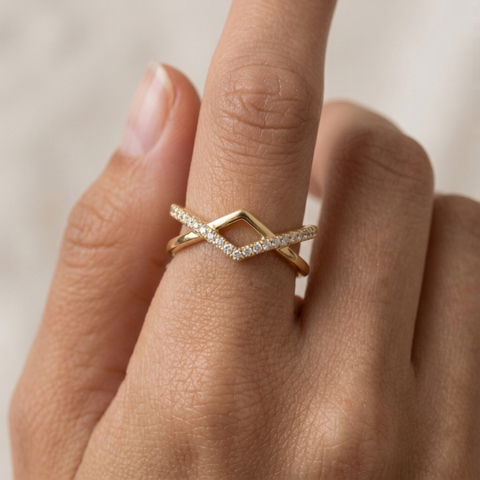 Golden Timeless Beauty CZ Ring.
