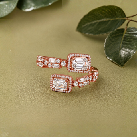 Dual Square Solitaire Rose Gold Ring.