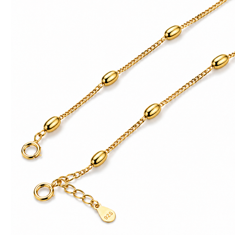 Beaded Chain Gold Anklet.