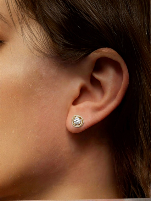 Helical Gem Gold Earrings
