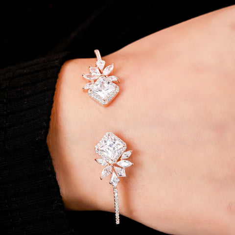 Verdant Rose Gold Kada Bracelet. - KORE JEWELS 