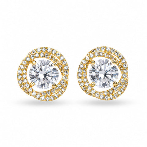 Helical Gem Gold Earrings