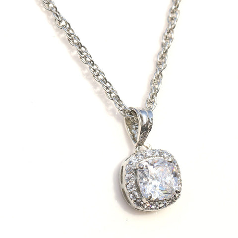 Winsome Halo Squircle CZ Necklace - KORE JEWELS 