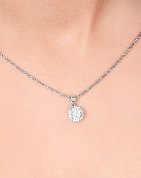 Winsome Halo Squircle CZ Necklace - KORE JEWELS 