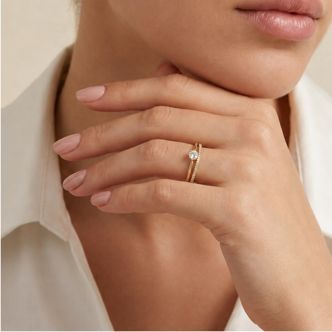 Luring Tiny Solitaire Layered Ring.